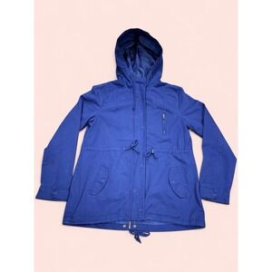 Michael Farrell Women's Large Navy Blue Utility Anorak Hooded Jacket Cotton
